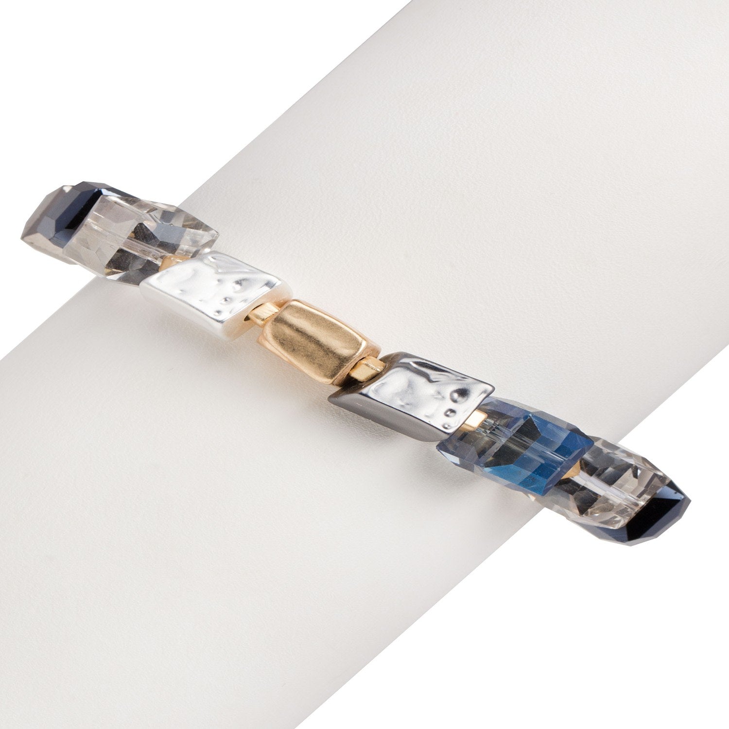 Faceted Bead & Stone Navy Bracelet