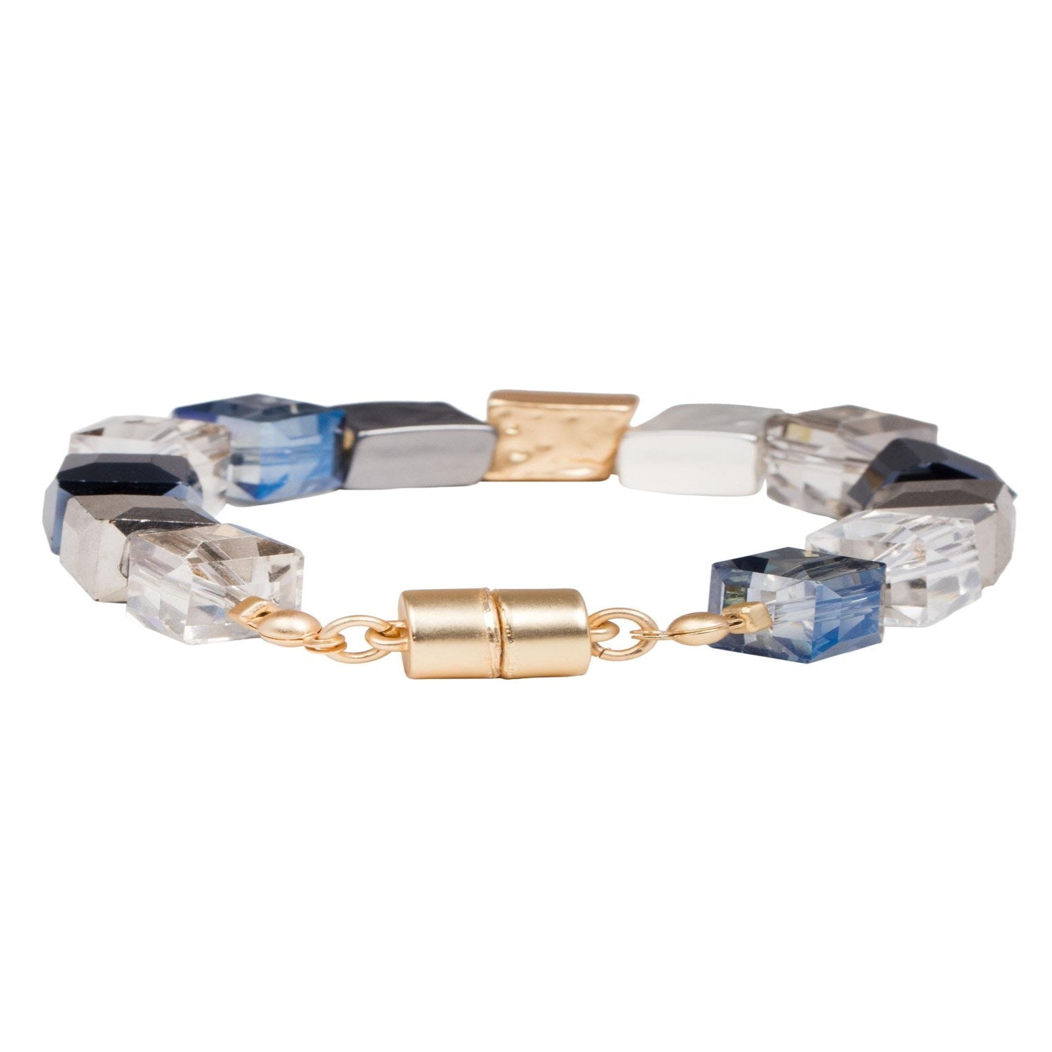 Faceted Bead & Stone Navy Bracelet