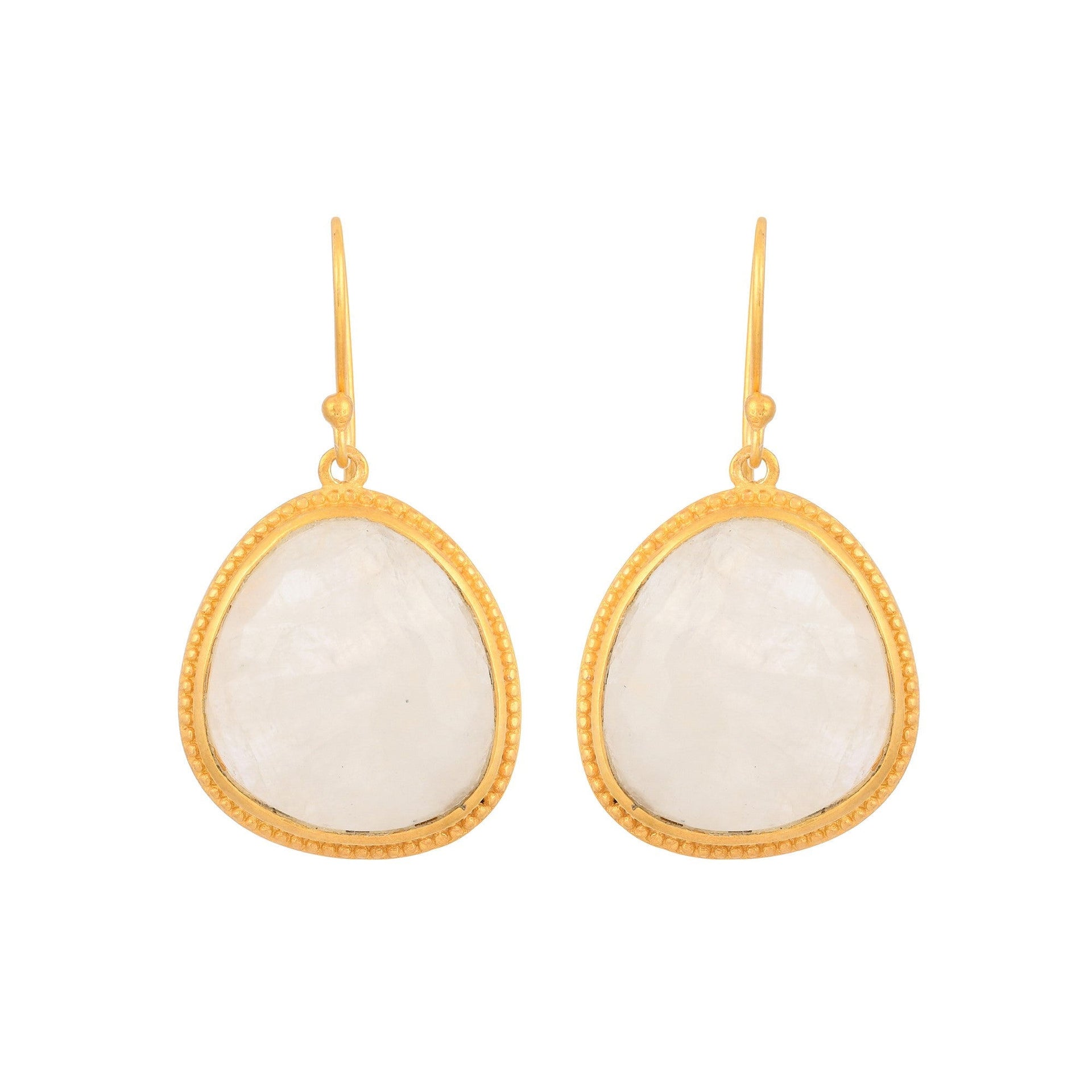 Faceted Drops In Luminous Rainbow Moonstone