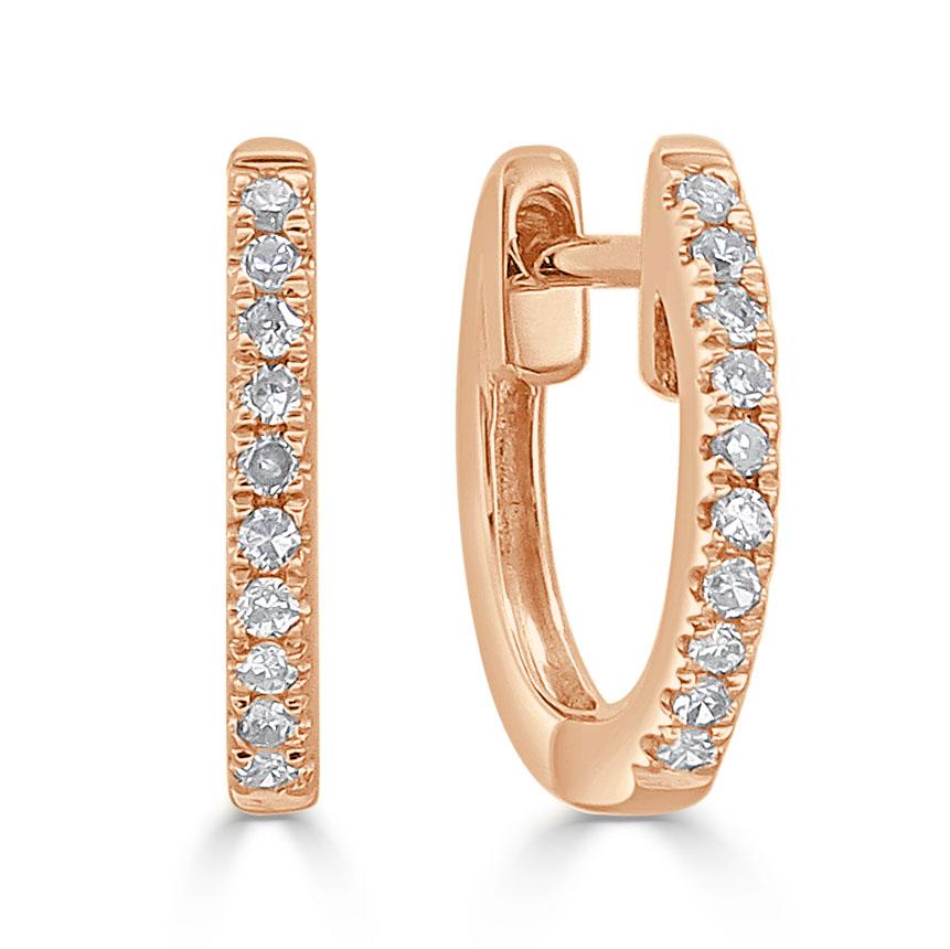 14k Gold & Diamond Huggie Earrings
