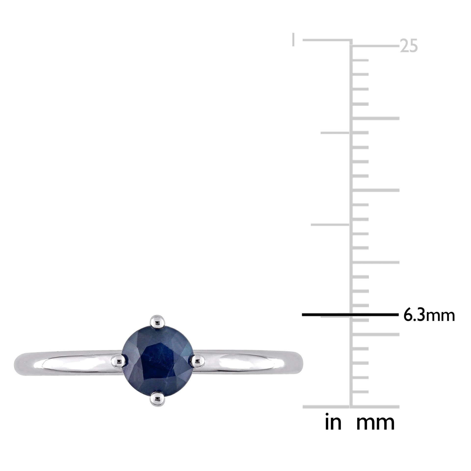 5/8 CT TGW Round Sapphire Stackable Ring in 10k White Gold