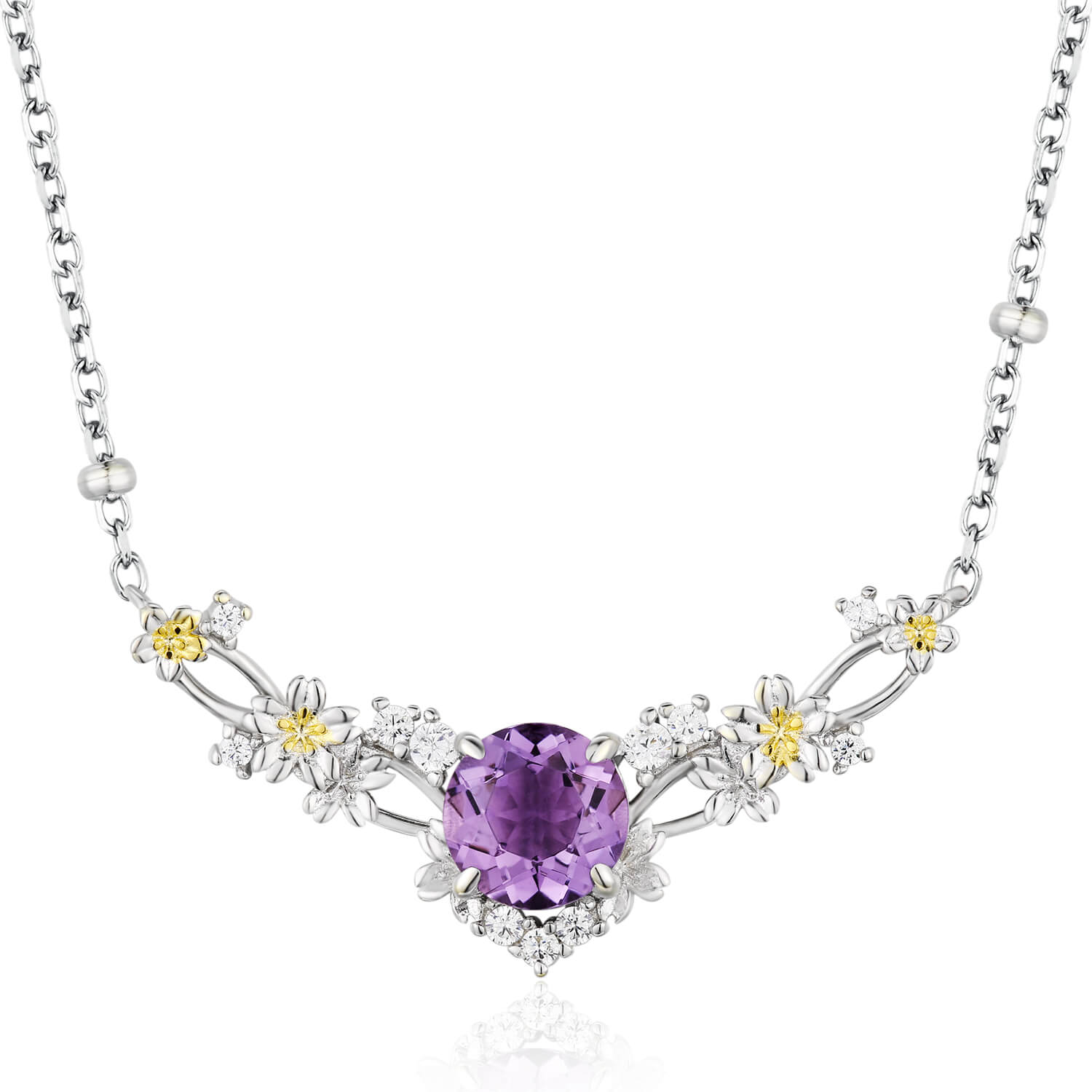 Faerie Cove Amethyst Necklace White Gold Vermeil