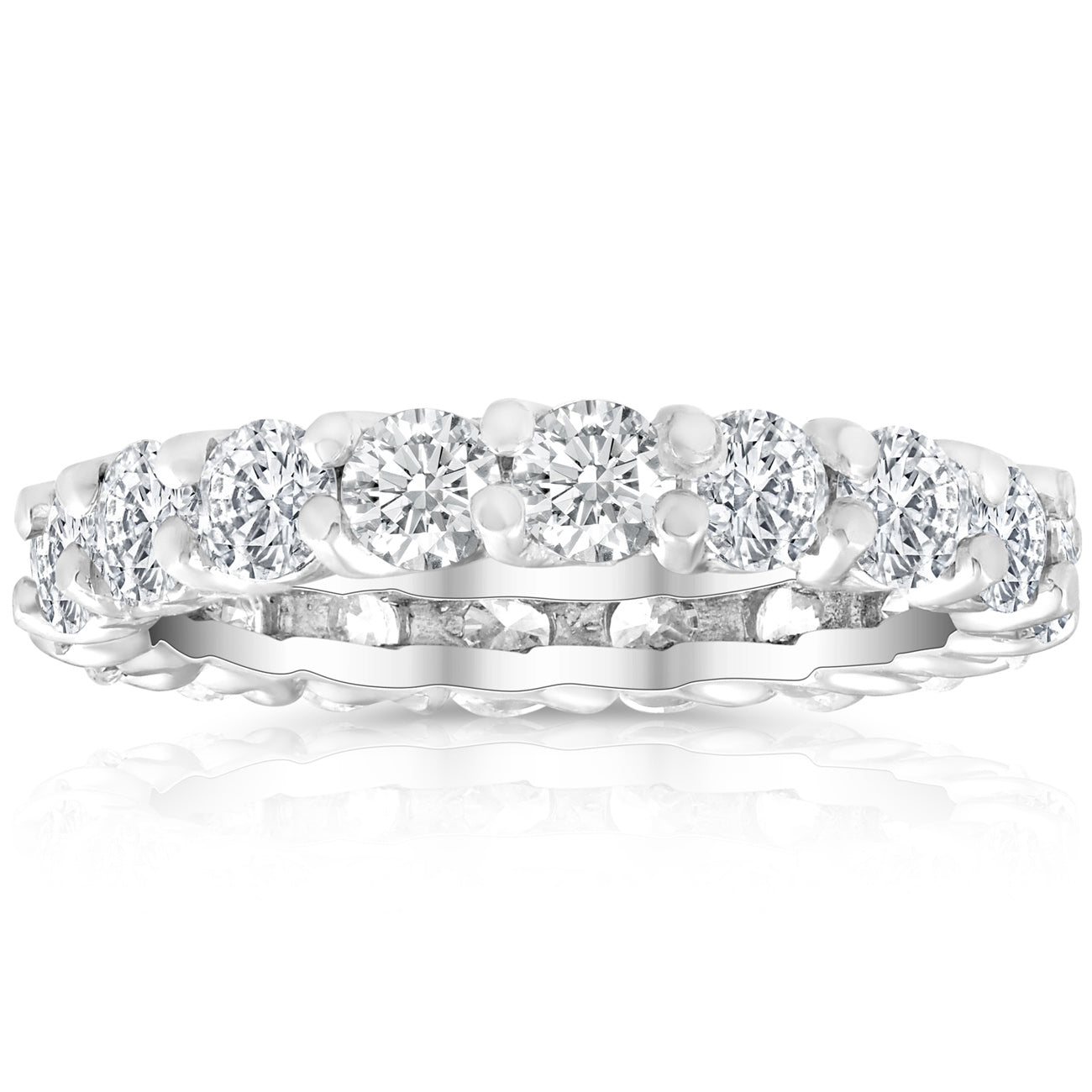 2 Ct Lab Created Moissanite Eternity Ring Womens Wedding Band 14k White Gold
