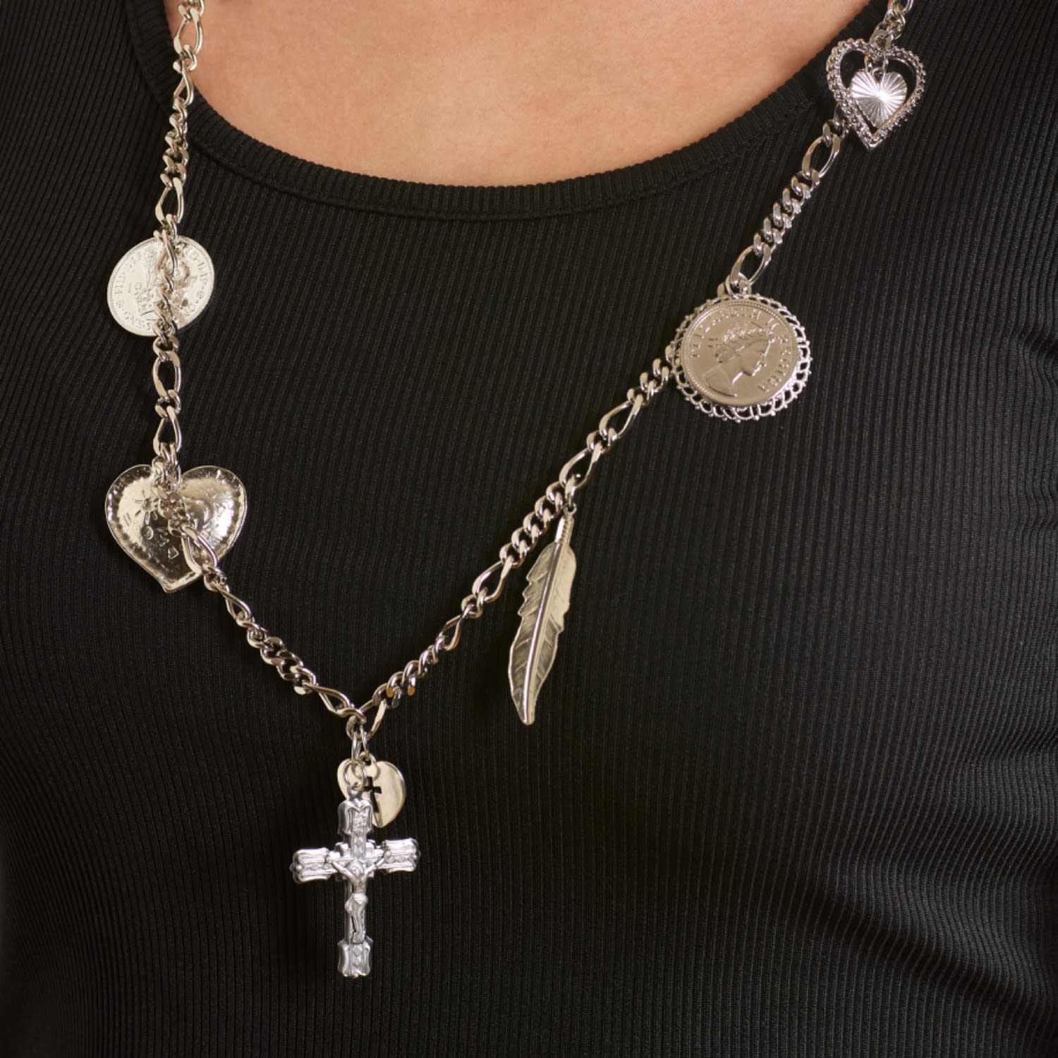 Faith & Love Silver Charm Necklace