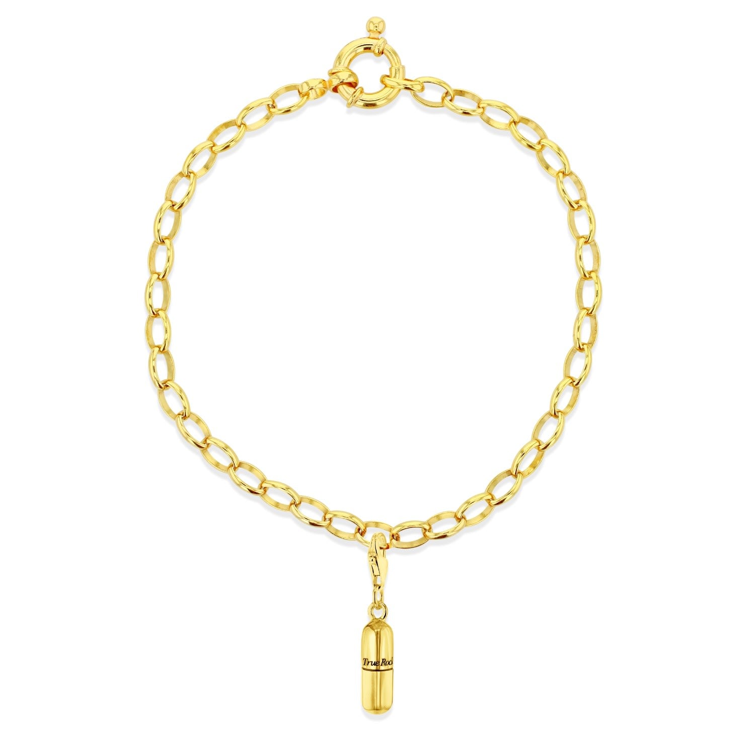 18Kt Gold Plated Mini Pill On Belcher Bracelet
