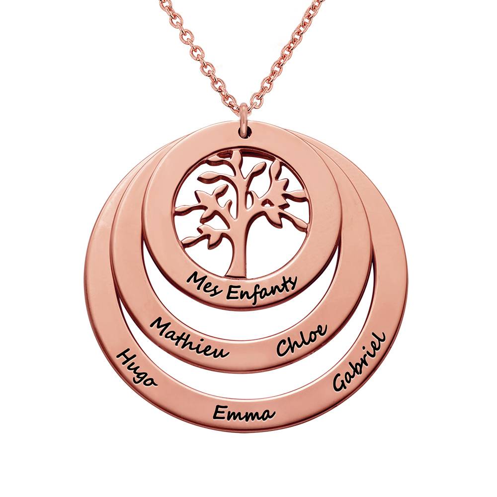 Family Circle Necklace with Hanging Family Tree in Rose Gold Plated