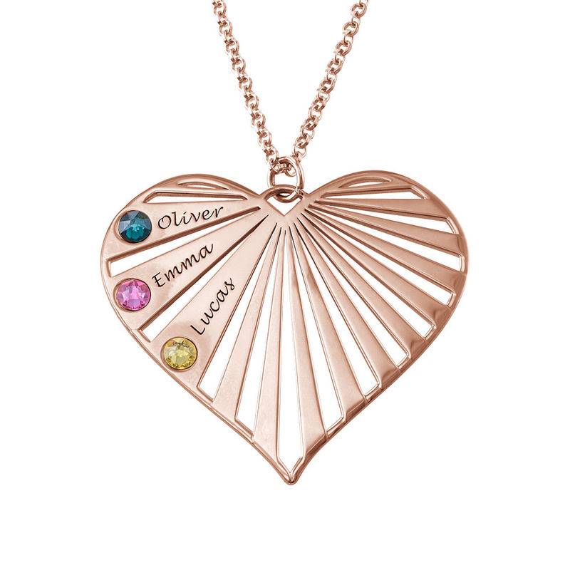 Gifts for Grandma - Family Necklace with birthstones in Rose Gold Plating