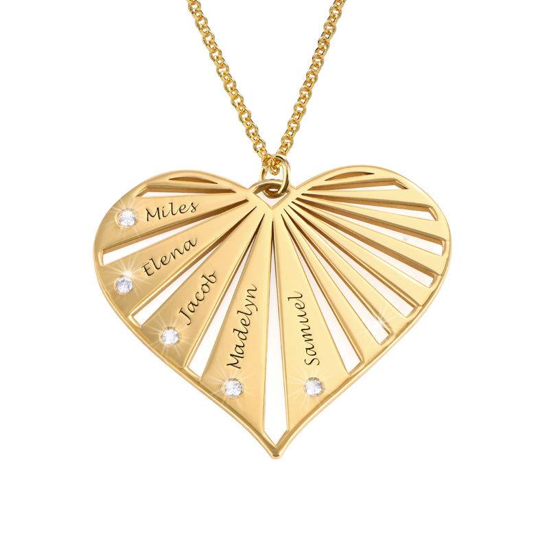 Family Necklace with Diamonds in 18k Gold Vermeil