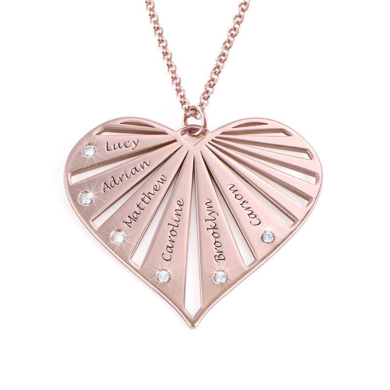 Family Necklace with Diamonds in Rose Gold Plating