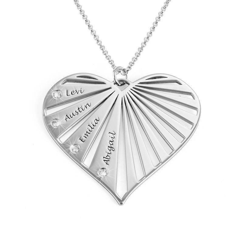 Family Necklace with Diamonds in Sterling Silver
