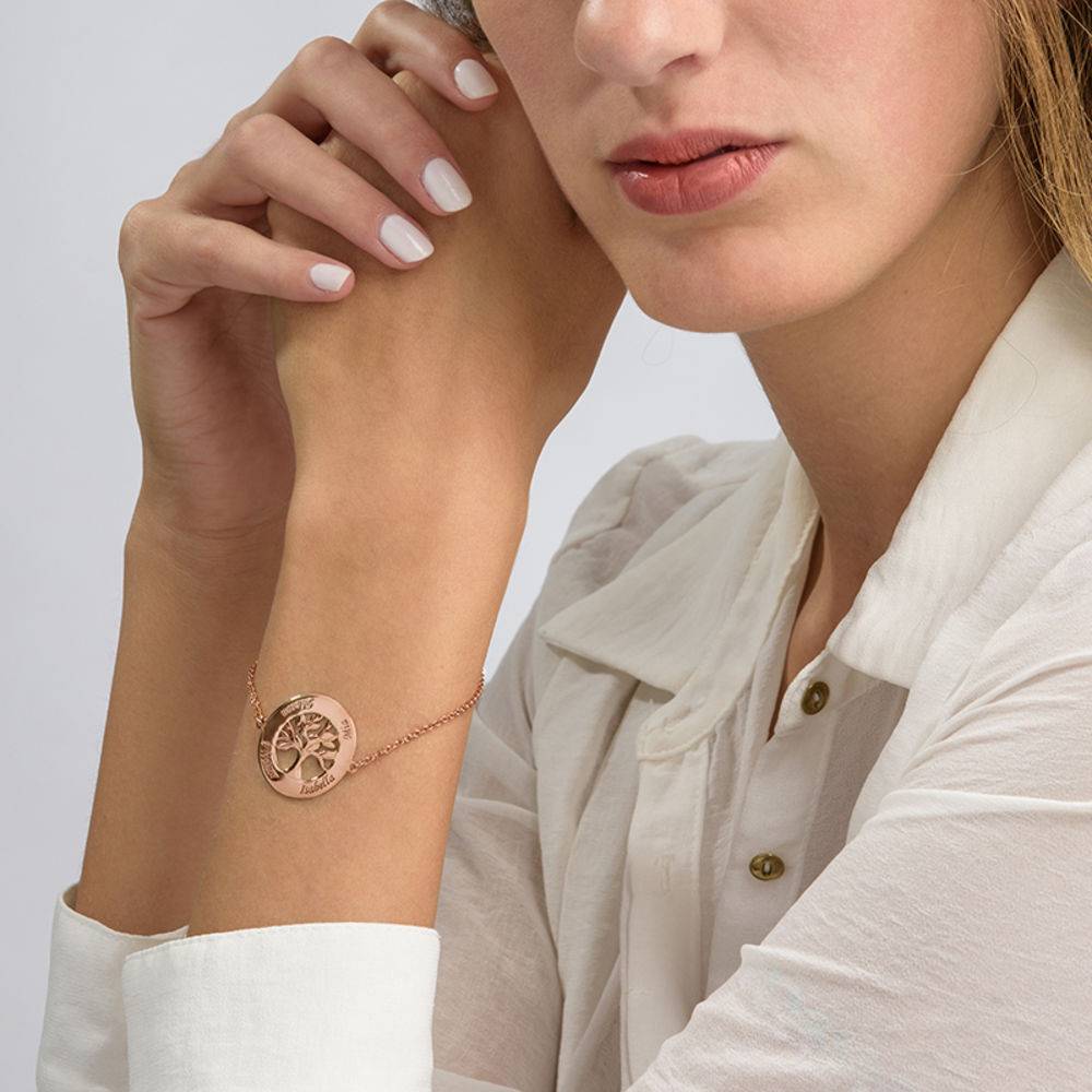 Family Tree Bracelet with Engraving - Rose Gold Plated