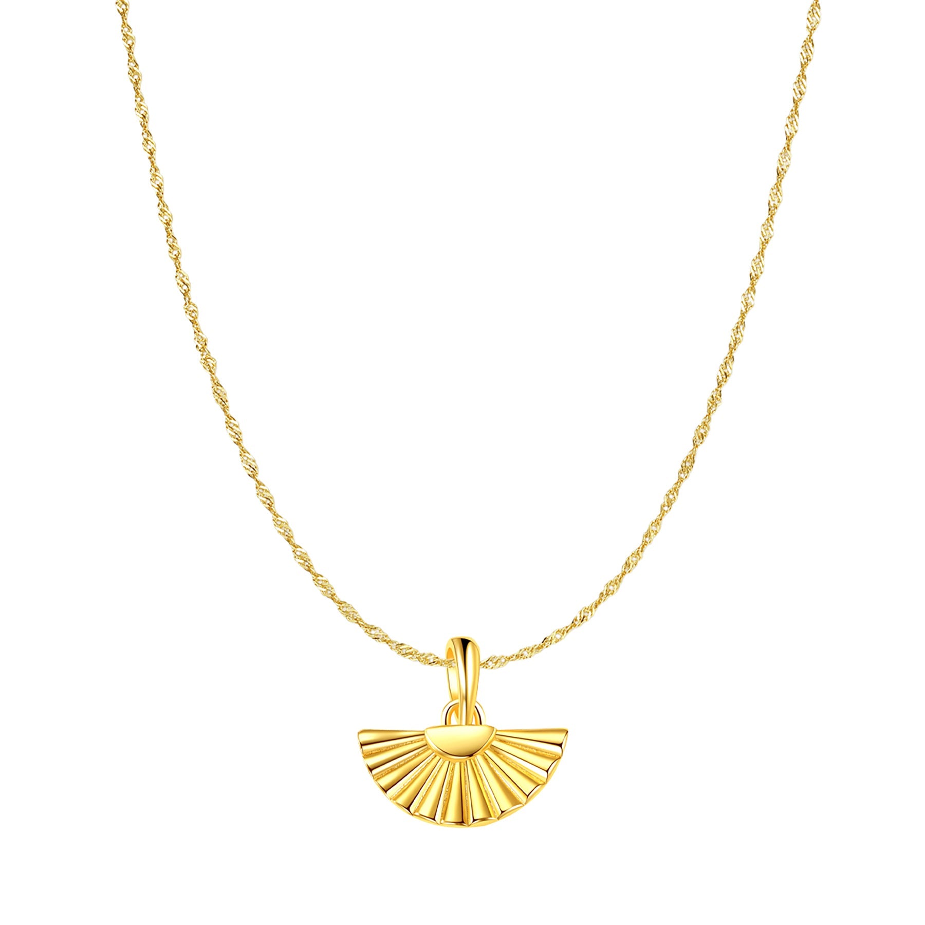 Fan Pendant Necklace Sterling Silver