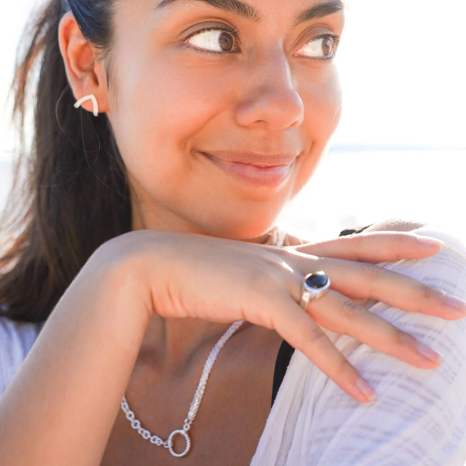 Fancy Cable & Multiple Chain Necklace & Twisted Ring