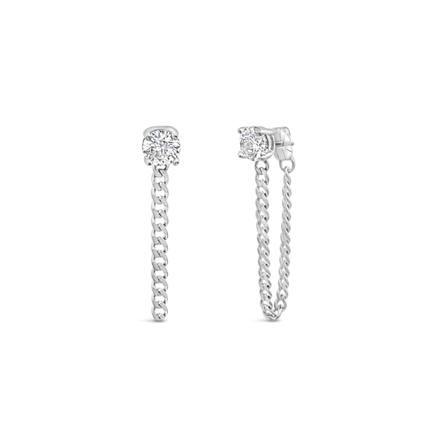 Fancy Curb Earring With Cz-White