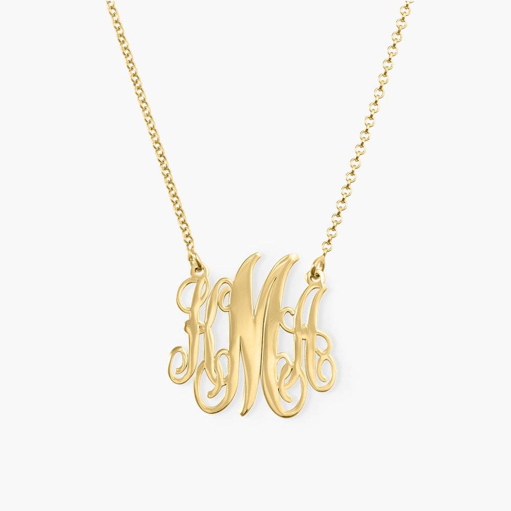 Fancy Monogram Necklace in 18k Gold Plating