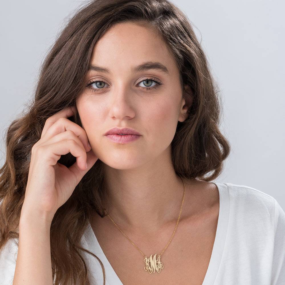 Fancy Monogram Necklace in 18k Gold Plating
