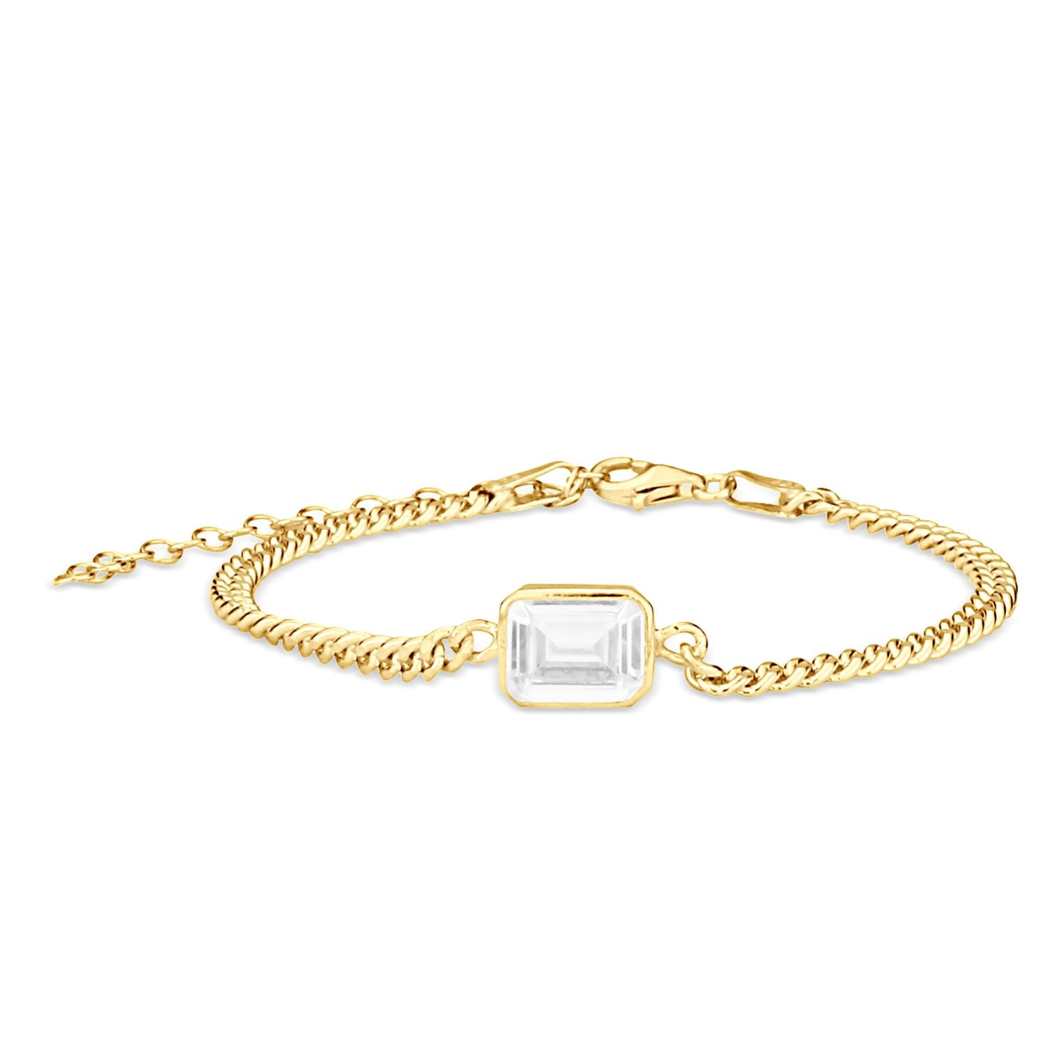 Fancy Shape On A Curb Chain Bracelet - Emerald