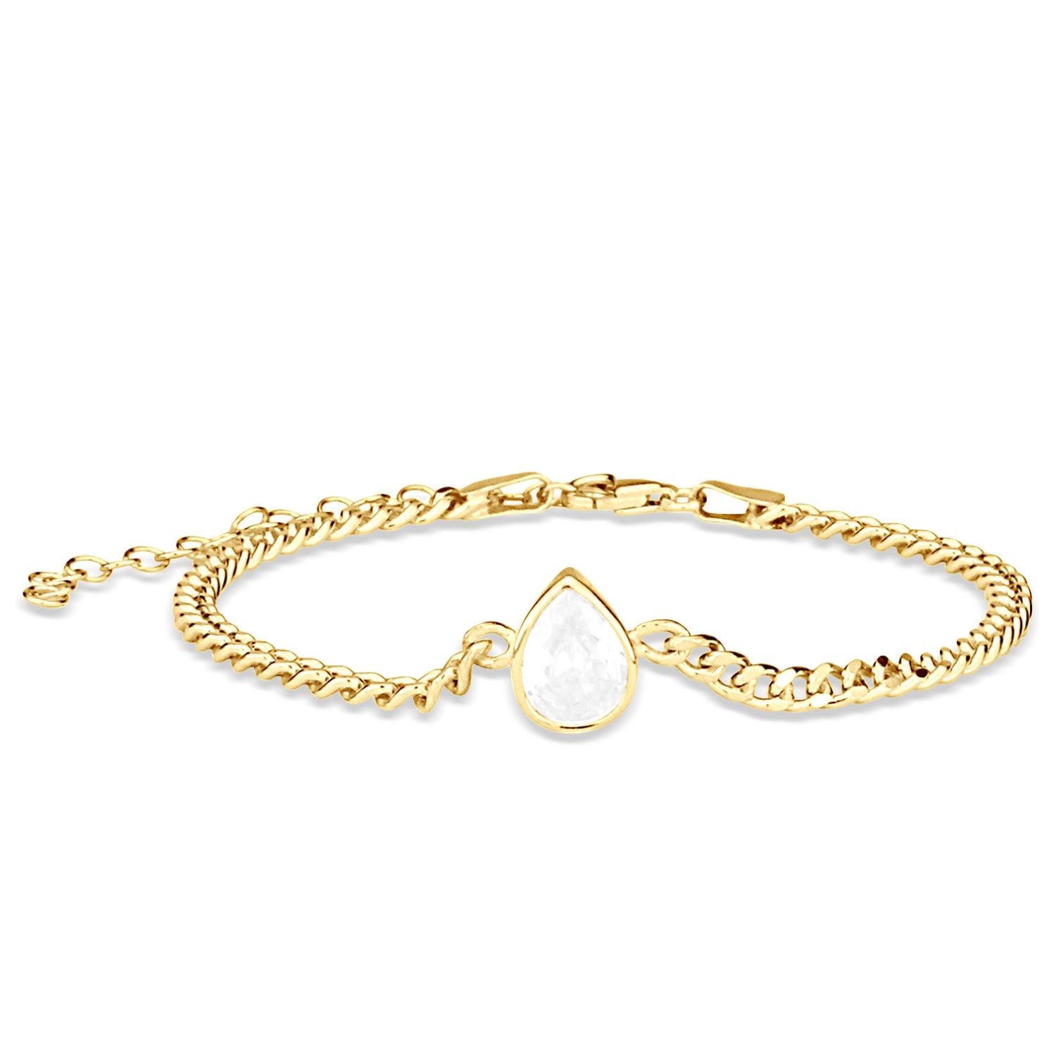 Fancy Shape On A Curb Chain Bracelet - Pear