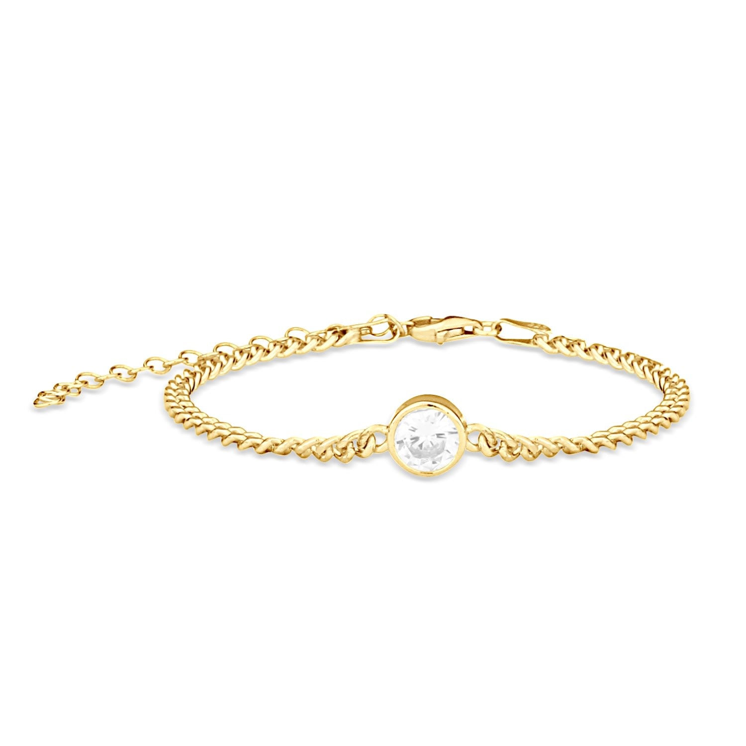Fancy Shape On A Curb Chain Bracelet - Round