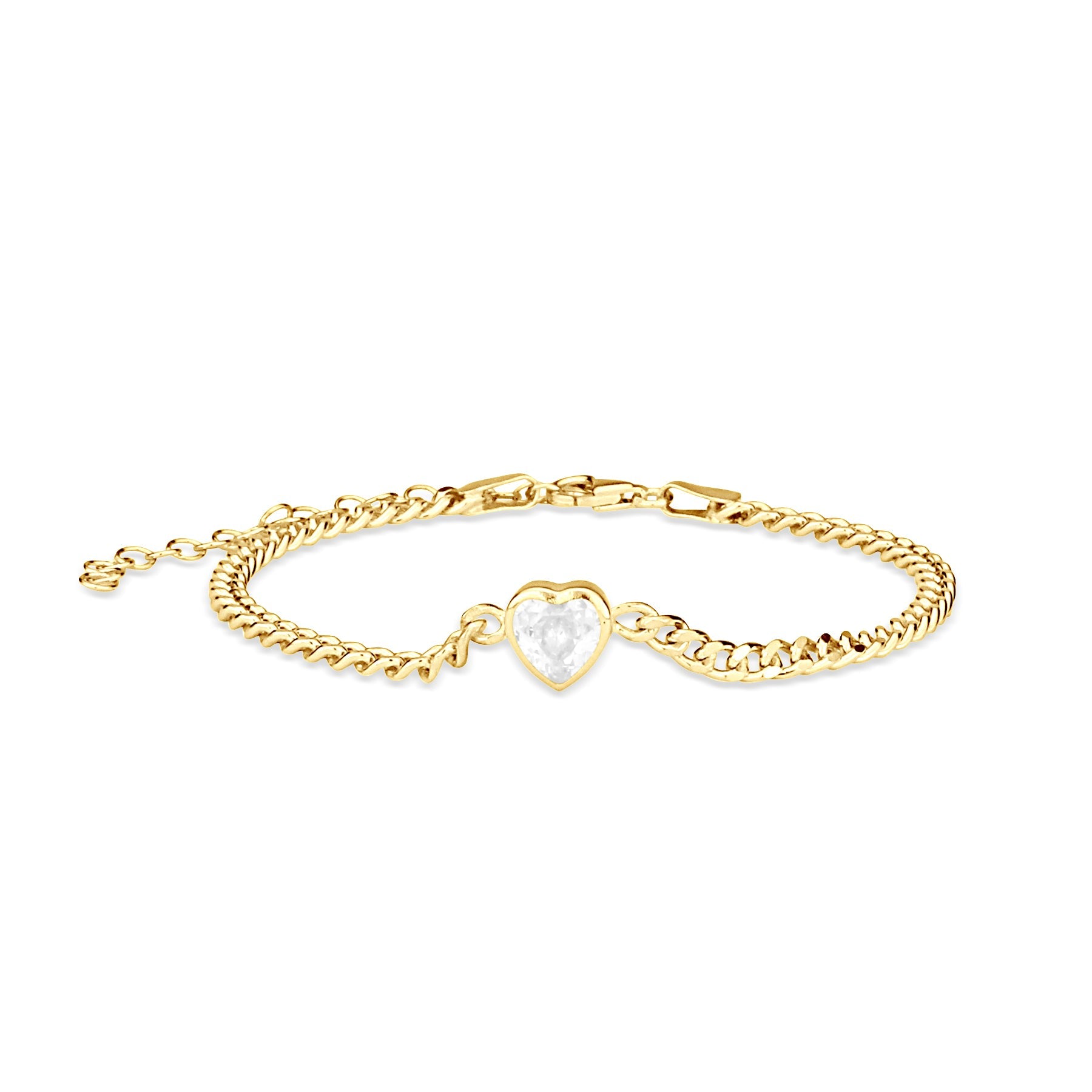 Fancy Shape On A Curb Chain Bracelet - Heart