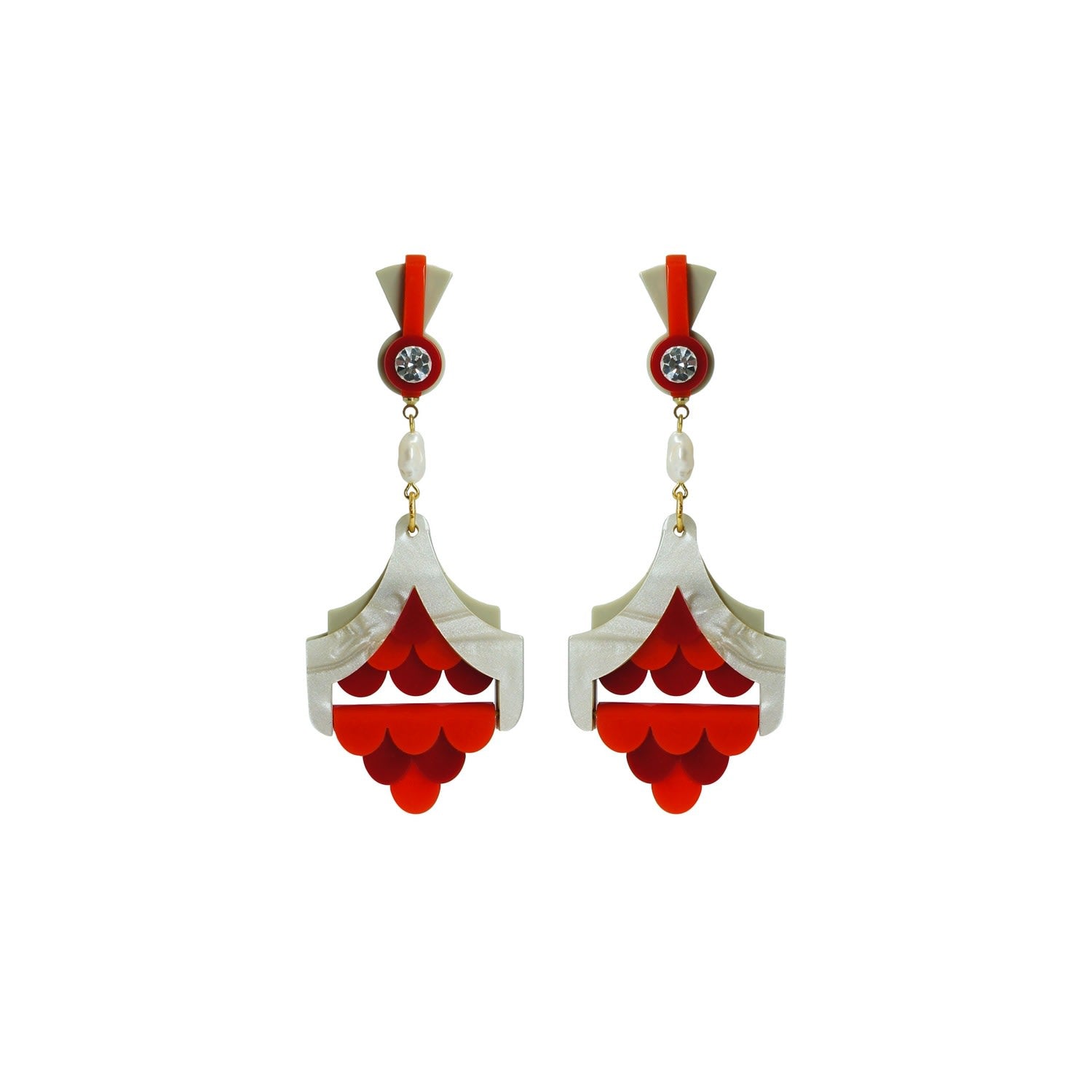 Handmade Earring Scales Red