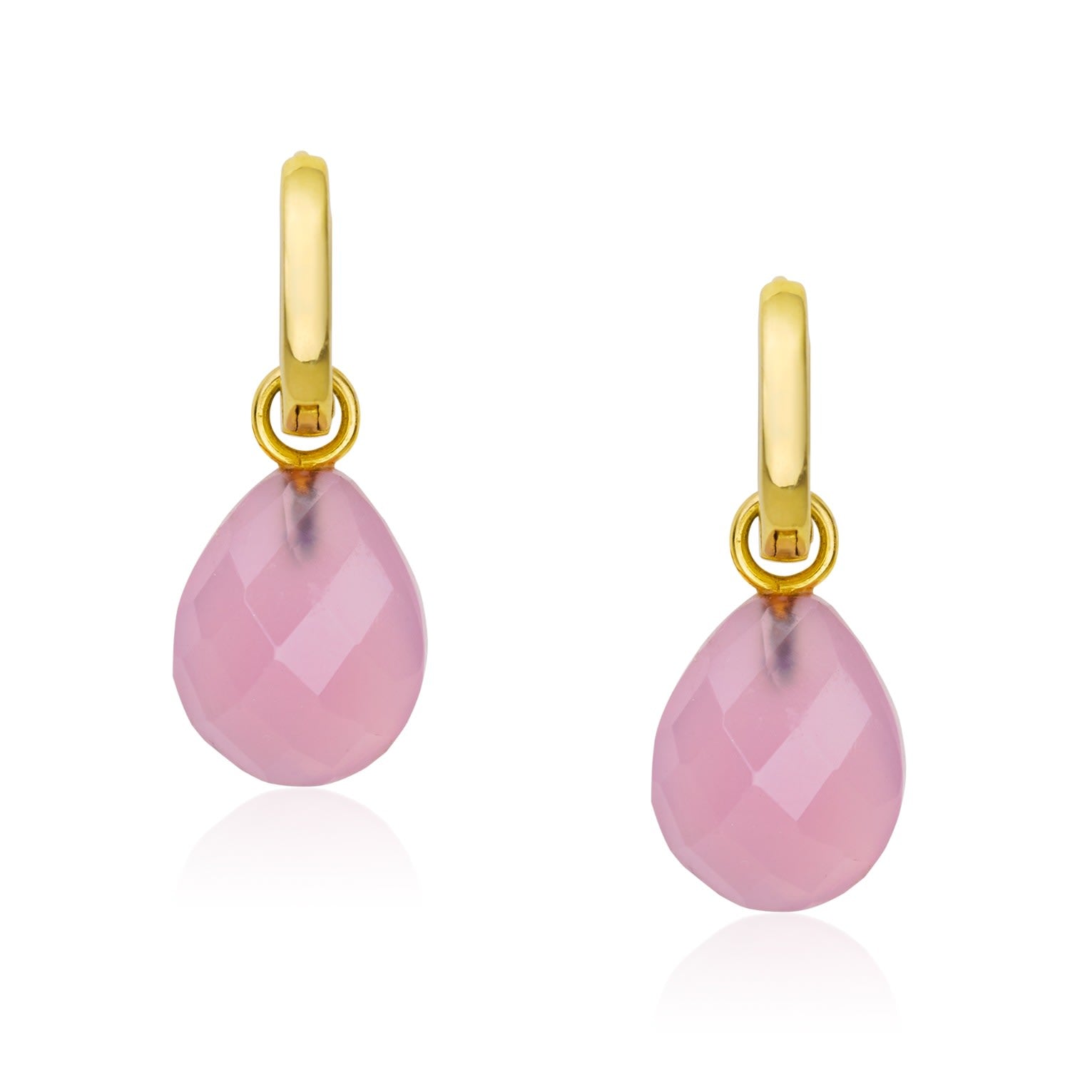 Rose Quartz Hoops - Gold, Pink & Purple