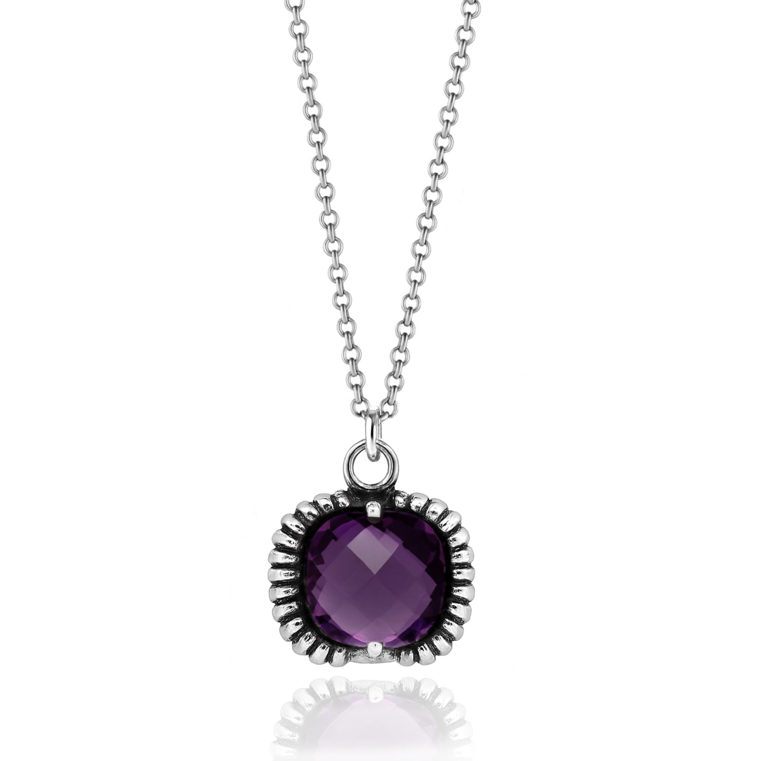 Fantasy Necklace Silver– Timeless Elegance With Purple Crystal - Elegant Women's Jewelry