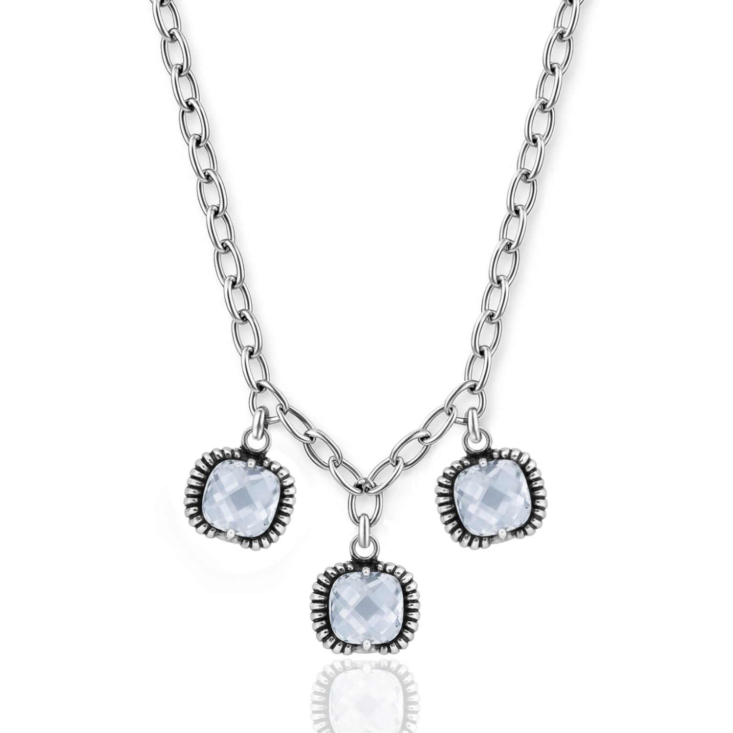 Fantasy Necklace Silver– Timeless Elegance With Three Blue Crystal