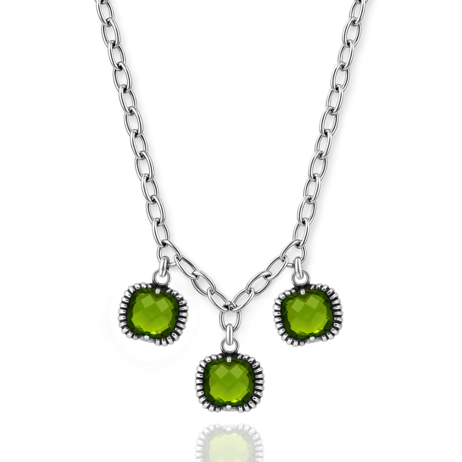 Fantasy Necklace Silver– Timeless Elegance With Three Green Crystal