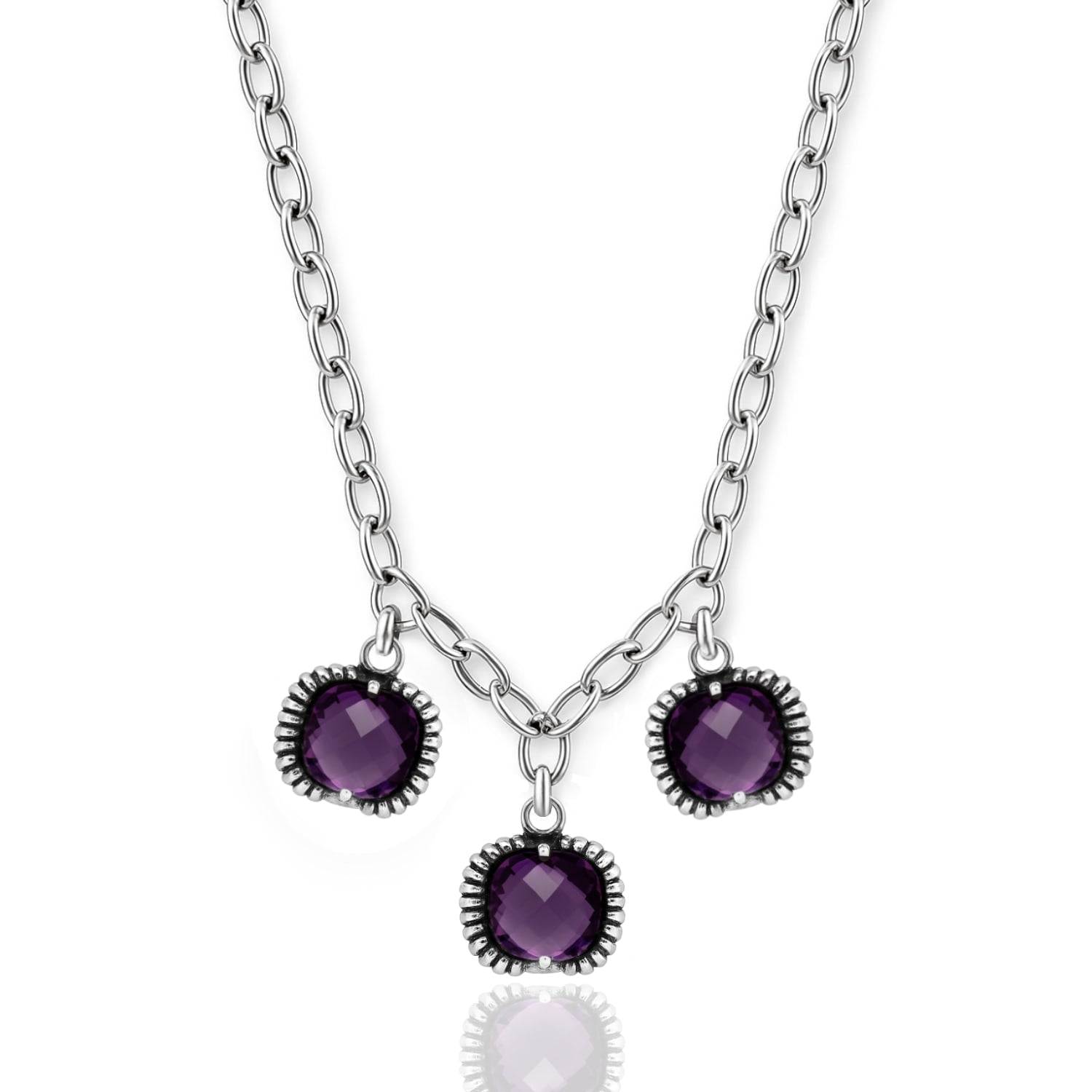 Fantasy Necklace Silver– Timeless Elegance With Three Purple Crystal