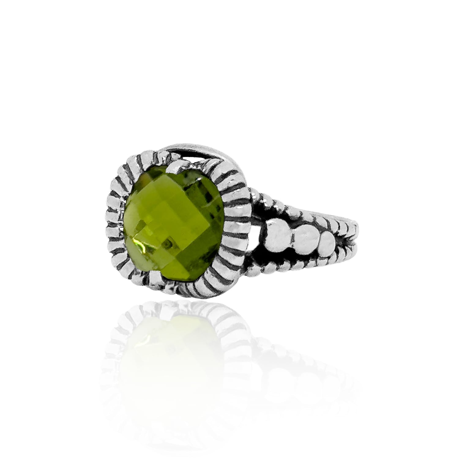Handcrafted Sterling Silver Ring With Green Zircon – Unaloe Made In Italy