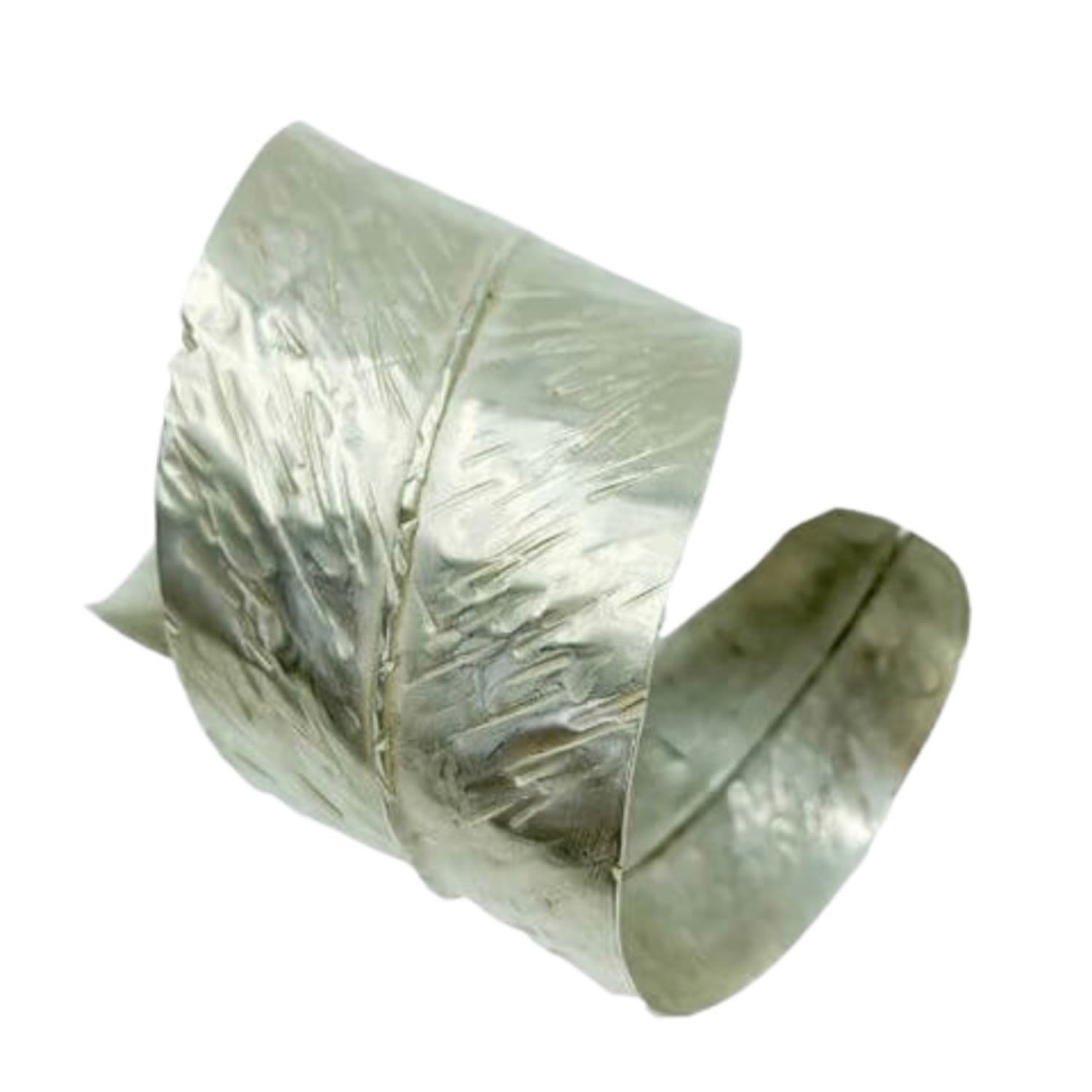 Farrah Hammered Silver Feather Cuff