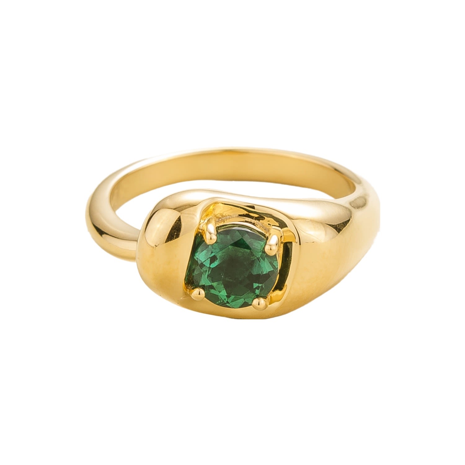 Fava Ring In Emerald Set In Gold