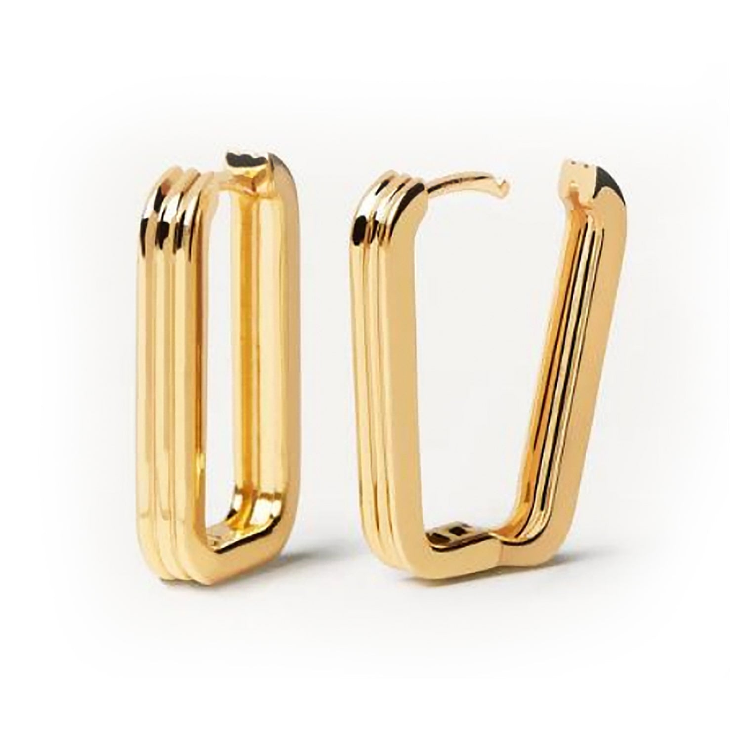 Fay Pinstripe Rectangular Gold Hoop Earrings