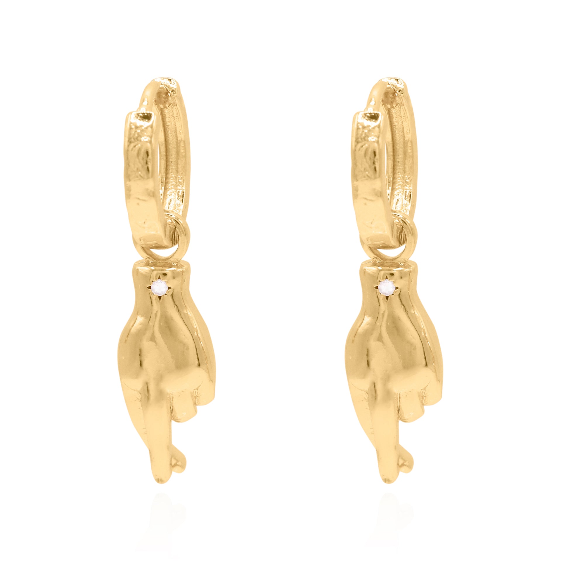 Faye Fingers Crossed Huggies | Gold Plated