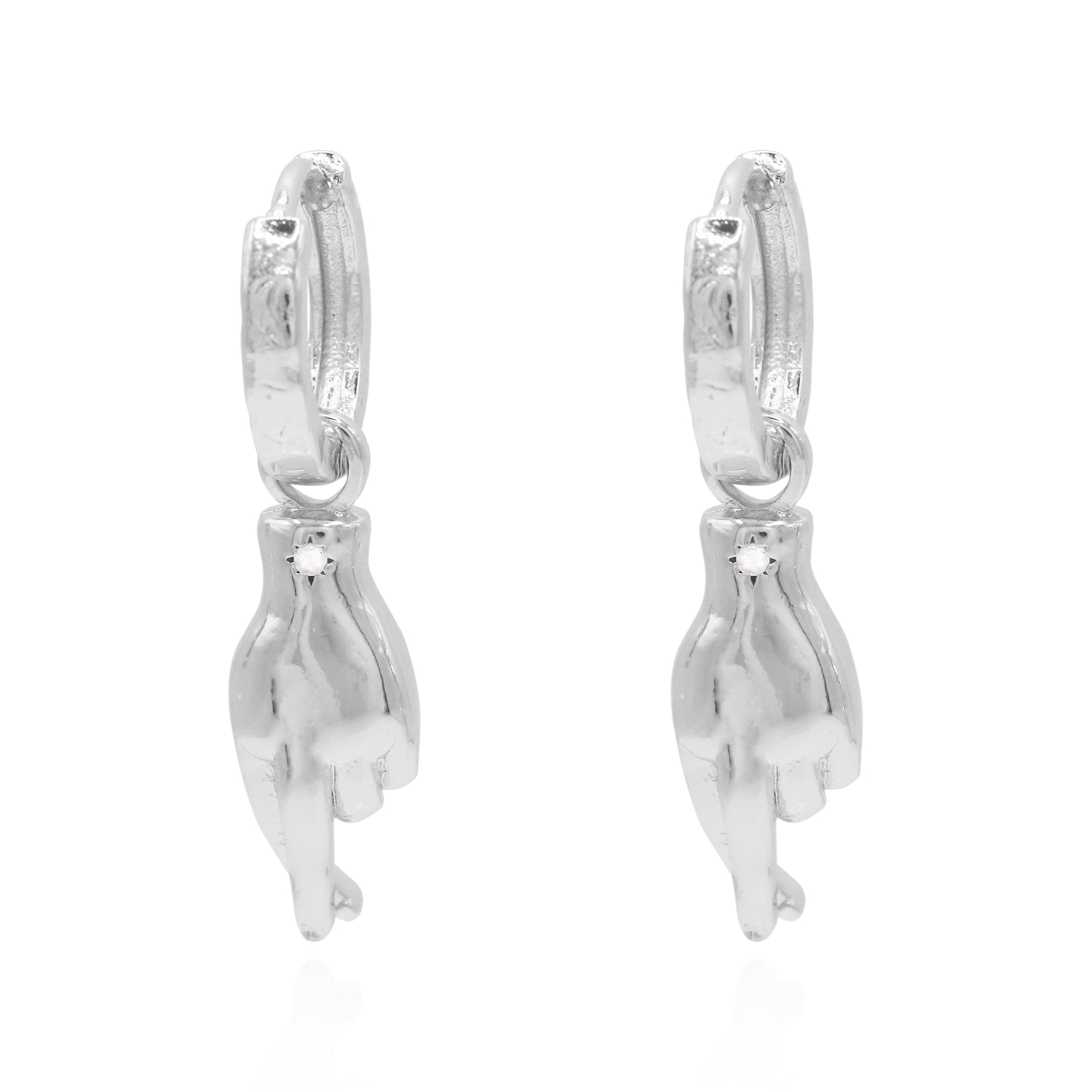 Faye Fingers Crossed Huggies | Sterling Silver