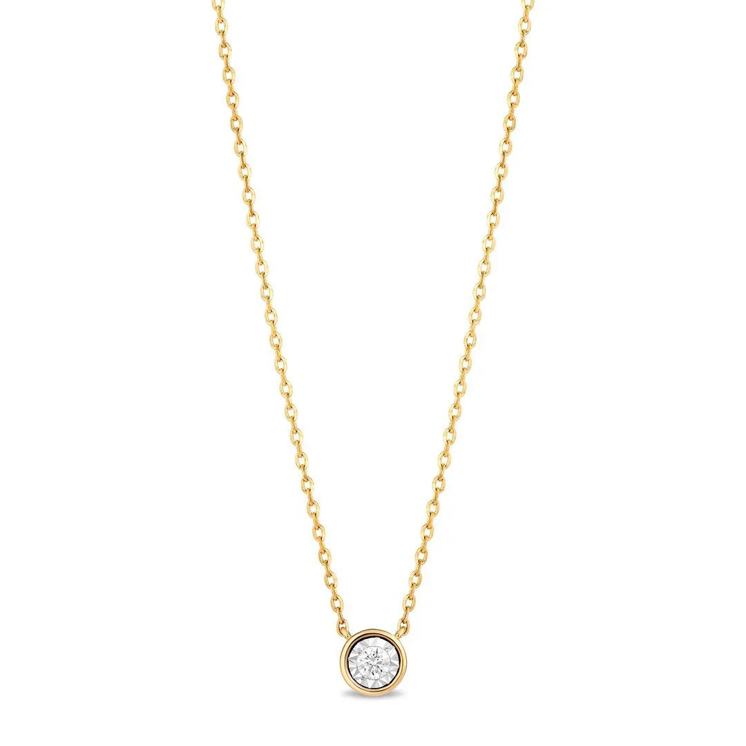 Gold Large Diamond Bezel Necklace