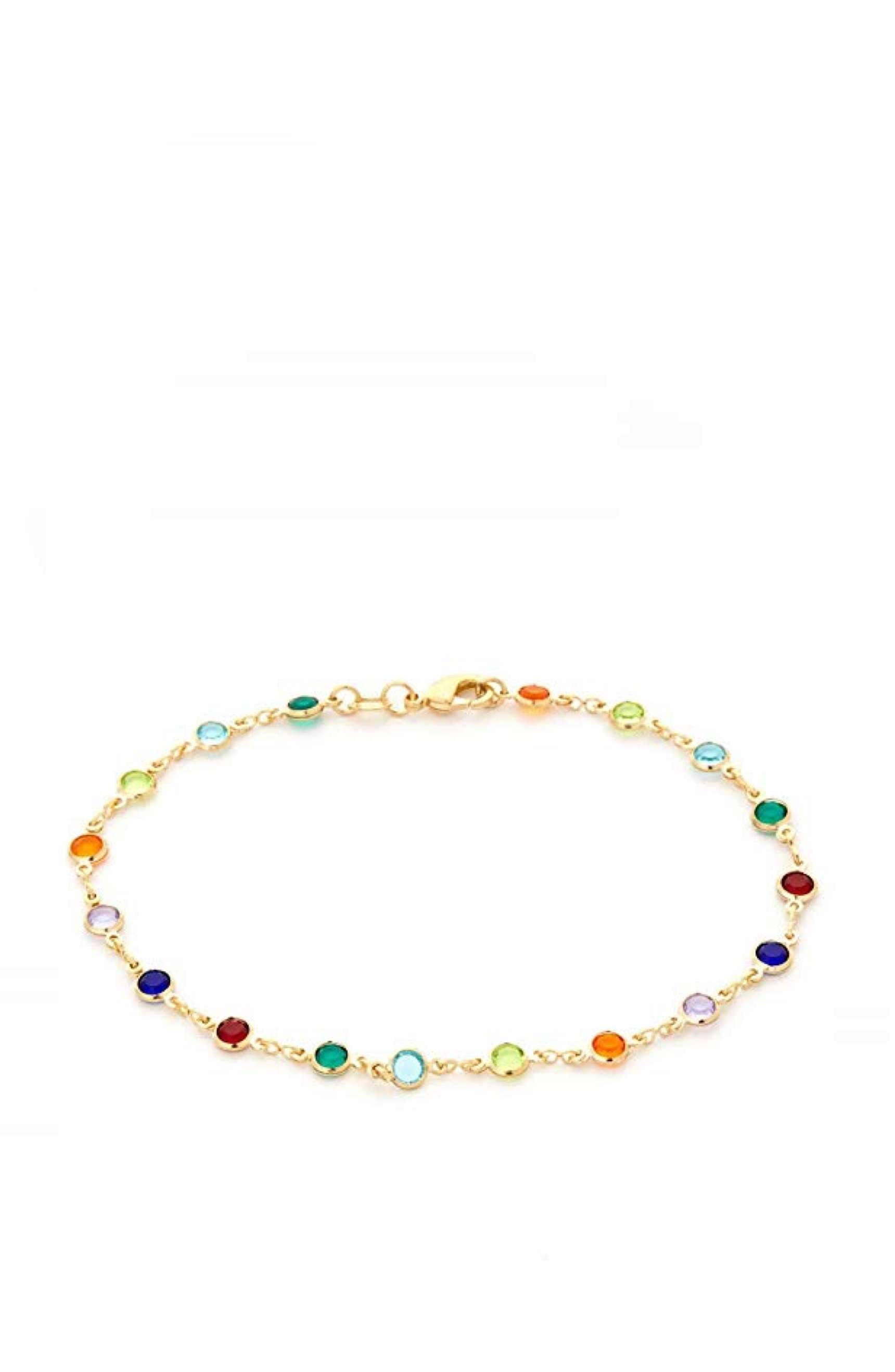 18K Gold Multicolor Gemstone Bracelet