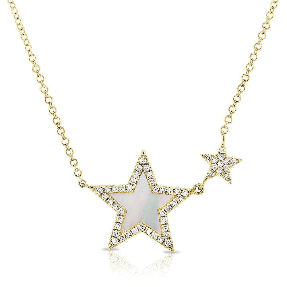 14k Gold & Diamond Star Necklace