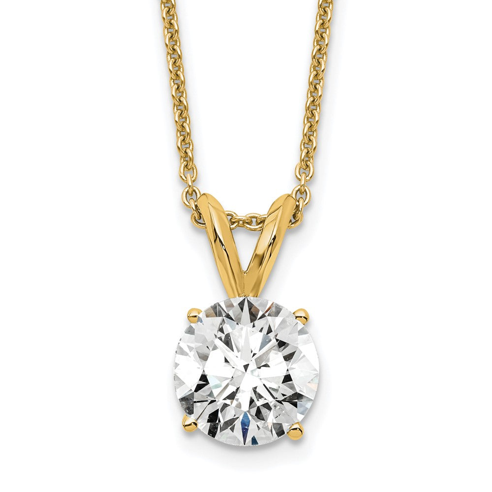 14k Yellow Gold 1 CT Round Lab Grown Diamond Solitaire Pendant Necklace 18' Clarity VS Color G-H