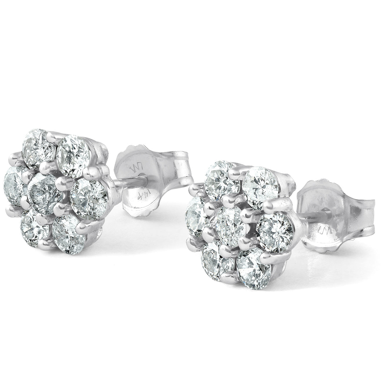 1ct Pave Fire Diamond Studs 14K White Gold