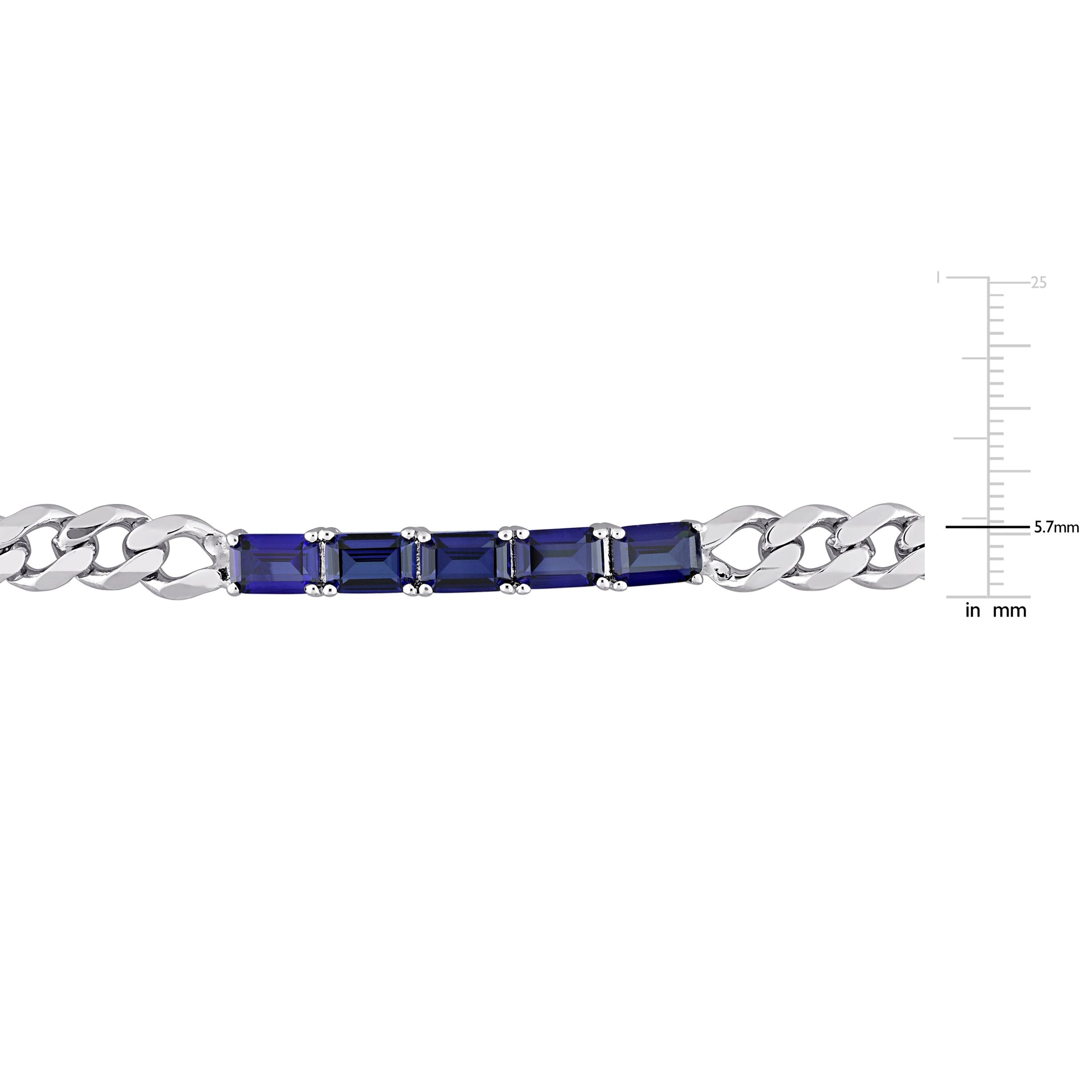 4 3/4 CT TGW Created Blue Sapphire Birthstone Link Bracelet in Sterling Silver