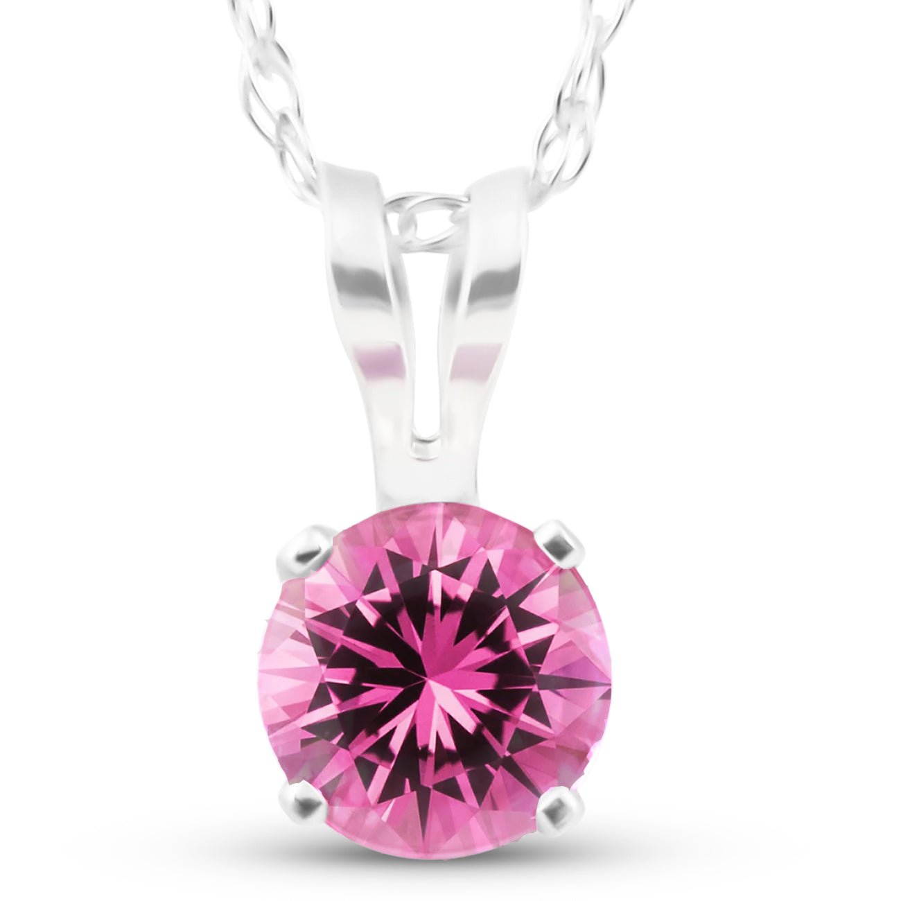 Solitaire 1/2 ct Pink Sapphire Pendant 14k White Gold Women's 18' Necklace