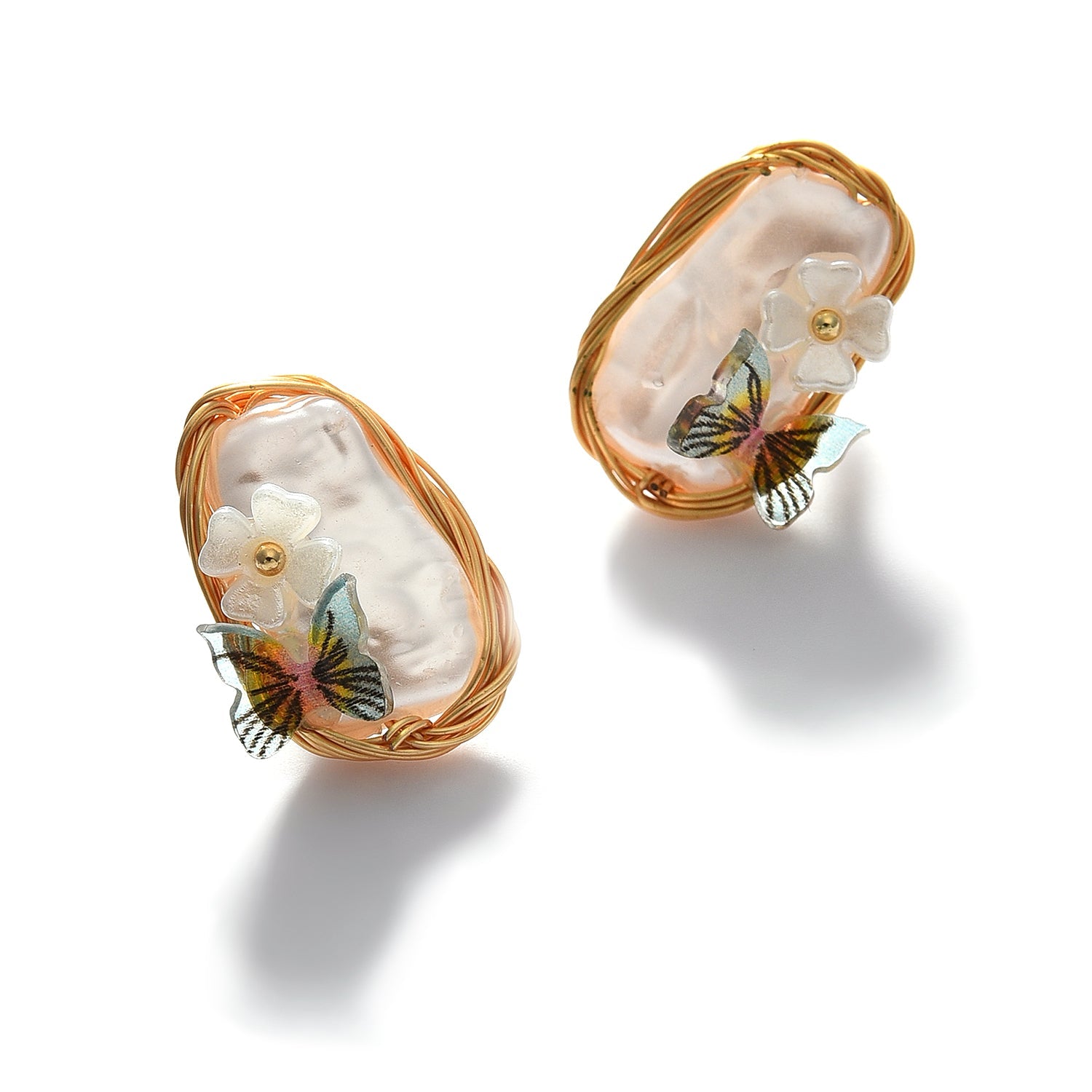 Gold-toned Butterfly Shaped Stud Earring