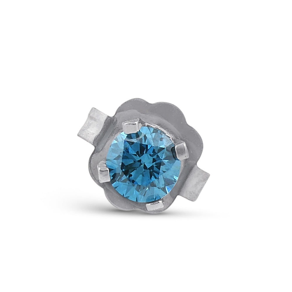 1/8 ct Single Blue Diamond Stud 14K White Gold