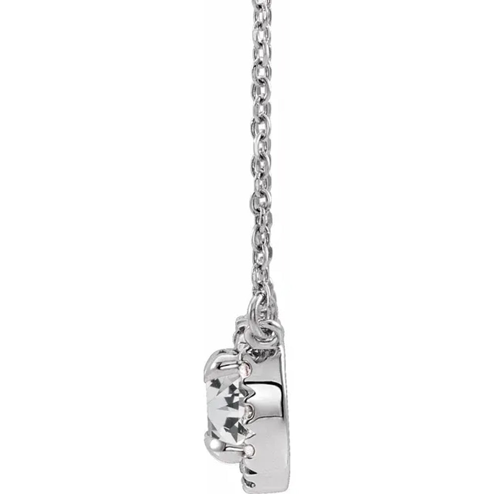 1/2 Ct Lab Grown Diamond Halo Necklace 14K White Gold