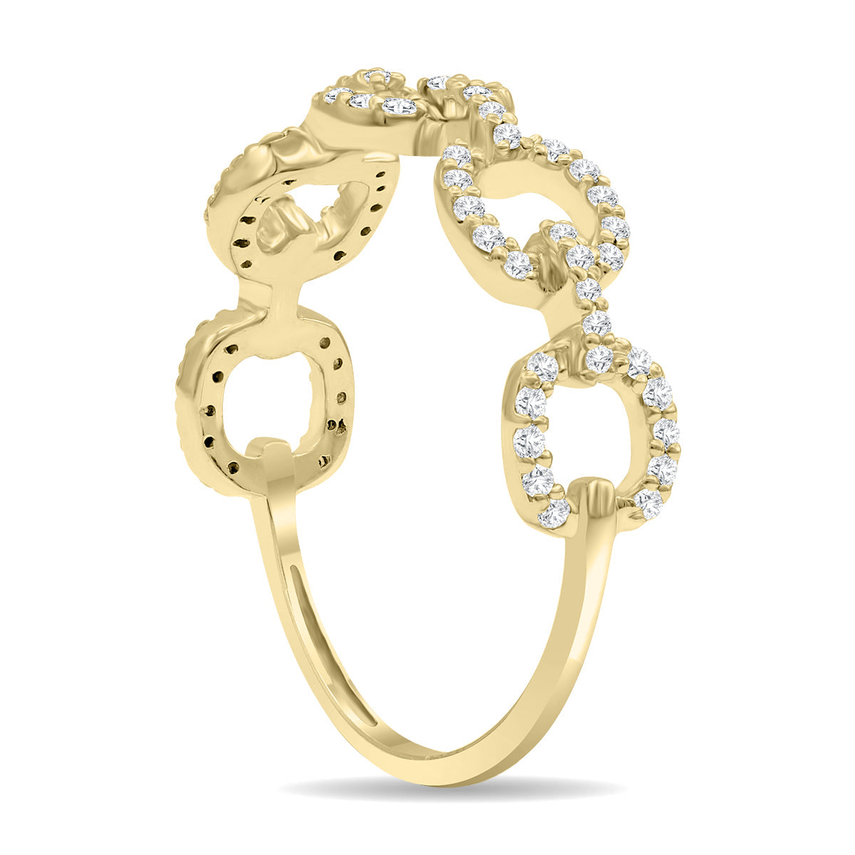 Women's 1/4 Carat TW Diamond Link Wedding Fashion Or Anniversary Band In 10K Yellow Gold