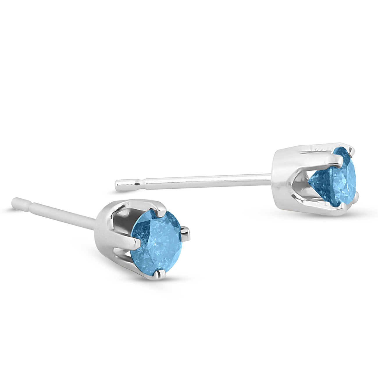3/8 ct Blue Diamond Studs 14K White Gold
