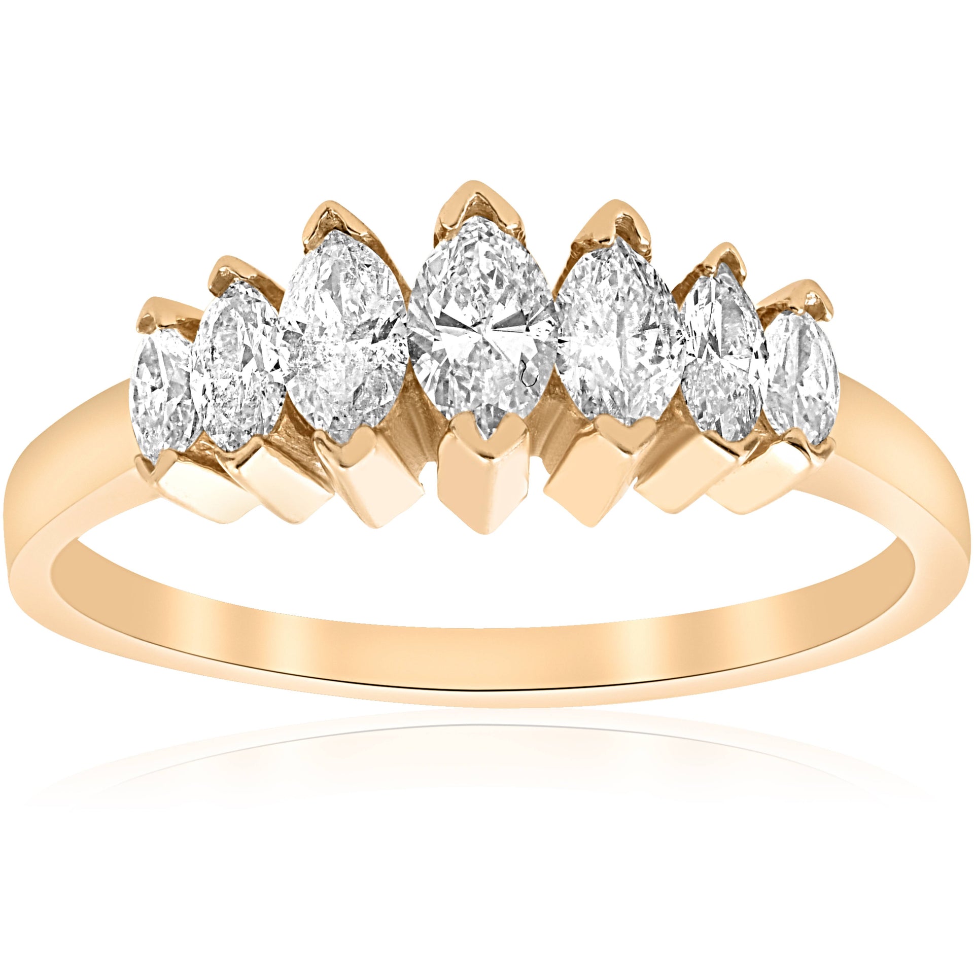 14k Yellow Gold 3/4ct Marquise Diamond Wedding Anniversary Ring Women's Band