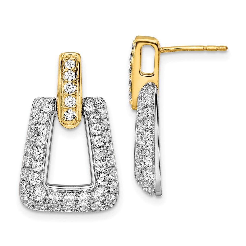 14k Two-tone Gold 1 3/4 CT Lab Grown Diamond Fancy Dangle Earrings VS Clarity D-E Color